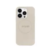 Guess Grained PU Leather MagSafe Compatible Phone Case for iPhone 16 Plus - Beige