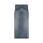[Alexander Mcqueen] Alexander Mcqueen-Blue Cotton Midi Skirt-Donna 38 IT
