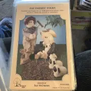 UNCUT 1991 Buckeye Tree Sewing Craft Doll Pattern #142 "Farmin' Folks" 13" Dolls