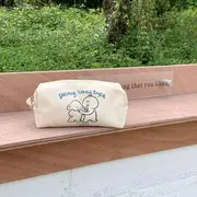 Cartoon Print Pencil Case Drink Together - Beige - One Size