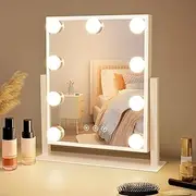 Mursche Vanity Mirror with Lighting Hollywood Mirror with 9 LEDs Small Cosmetic Mirror with Light 360° Rotation Table Mirror 3 Modes Dressing Table Mirror Touch Dimmable