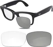 [Glintbay] Completely Precise-Fit Replacement Sunglass Lenses for Ray-Ban RW4006 Meta Series Photochromic Clear Lenses Classic Square Optics
