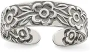 [JewelryWeb] 925 Sterling Silver Solid Artisan Oxidized Antiqued Flowers toe ring