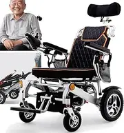 Electric Wheelchair for Adults, All-Terrain Foldable Motorized Wheelchair, Front and Rear Dual Flash Lights, Long Travel Range Wheelchair with Travel Bag
