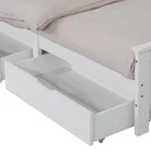 2 x Wooden Bed Frame Storage Trundle Drawers-White Dreamo