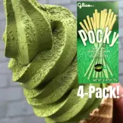 ( 4 Packs ) Glico Pocky Matcha Green Tea 70g x 4 Biscuit Stick. Thailand.