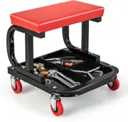 Costway Rolling Creeper, Garage/Shop Seat, Soft Padded Mechanic Seat with Too...