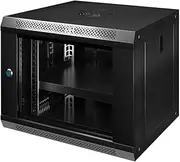 9U Wall Mount Server Cabinet IT Network Rack Enclosure Lockable Glass Door Black