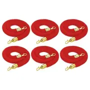 4 Feet Red Velvet Stanchion Rope, 6 Pack Crowd Control Barrier Rope, Golden