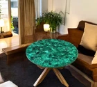 24" Handmade Green Malachite Coffee Table Top for Home & Office Meeting Desk Dec