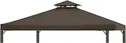 [DURCOVER] Gazebo Replacement Top 10x12 FT, Gazebo Canopy Replacement Cover for 2 Tier Outdoor Patio Garden Tent Frames,Canopy Cover with Air Vent, Brown