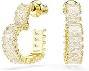 [Swarovski] Matrix Hoop Earrings, Baguette Cut, Heart, Small, Clear, Gold-Tone Finished, One Size, Cubic Zirconia, Cubic Zirconia