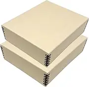 Lineco, 8x10 Tan Museum Archival Keepsake Storage Box, Drop Front Design. Acid-Free with Metal Edge. Preserves Pic Longevity, organize Photos, Documents, Crafts, Diy, Pack of 2
