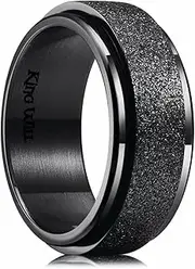 [King Will] Stainless Steel Spinner Wedding Band for Men 8mm Black Golden Plated Greek Key Ring Fidget Ring