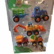 Toy Construction Vehicle Set. Dump Truck. Tractor Back Hoe Cement Truck Trailer