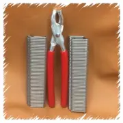 Hog Ring Pliers and 200 Hog Rings 3/4" 15D50 Seat Covers Upholstery Fences