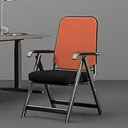 Event Chairs Folding Office Chair, Foldable Reception Seat with Armrests, Portable Foldable Stool Chair for Training Room Guest(Orange)