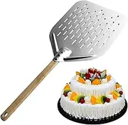 Pizza Oven Peel - 12in Wooden Handle Pizza Shovel,Non-Stick Perforated Slider Paddle, Hollow Pizza Shovel for Home Restaurants, Pizza Oven