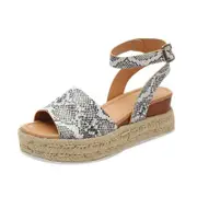 Catzon Womens Wedge Sandals Platform Espadrilles with Ankle Strap Open Toe-Serpentine