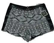 NEW Juniors Volcom Stone Row Silver Black Sparkly Faux Leather Shorts Medium NWT