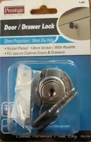 Prestige Chrome Plated Keyed Drawer/Door Lock - NEW - 0904240 - Drawer Lock