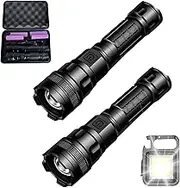 LED Torch Rechargeable Flashlight with High Lumens, LED Torch Rechargeable, Adjustable Focus, Water Resistant, Powerful Handheld Tactical Flashlight for Emergency Camping Hiking Gift