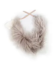 Grey Mongolian Goat Fur Tied Collar
