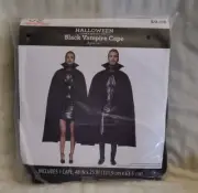 Halloween Black Vampire Cape Wal-Mart New One Size Black 48"x25"