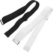 [BESPORTBLE] 2Pcs Adjustable No Show Elastic Belt for Women Men Invisible Web Strap Waist Stretch Belt with Flat Buckle Comfortable and Breathable for Jeans and Dresses Black White
