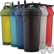 Hydra Cup Ultra [6 Pack] with Hidden Carry Hook | Heavy Duty 28oz Protein Shaker Bottle | Stainless Steel Barbell Blender & Ice Blocker for Mixing Powders
