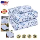 Breathable Twin XL Cotton Percale Sheets, 3-Piece Floral Set - 16" Deep Pocket