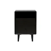 6IXTY Noche 2-Drawer Wooden Bedside Table Nightstand - Black