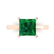 3.0 ct Princess Cut Emerald Stone Wedding Promise Engagement Ring 14k Rose Gold