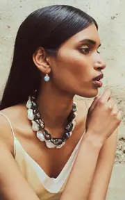 [Lizzie Fortunato] Extra Large White Baroque Pearl & 14k Gold Necklace