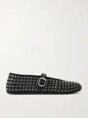 [Alaïa] Alaïa - Crystal-embellished Suede Ballet Flats - Black - IT40 IT 40 Black