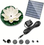 Solar Water Pump Kit for Water Feature Outdoor,1.2 W Solar Bird Bath Square Fountain Pump, Solar Fountain with 4 Nozzles (White Lotus, 11 cm, 1.2 W)