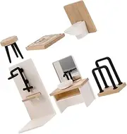 Abaodam 1:12 Miniature Dollhouse Bathroom Kit Set Includes Sink Scale Shower Room Toilet Dressing Stool and Towel Rack for Dollhouse Decor