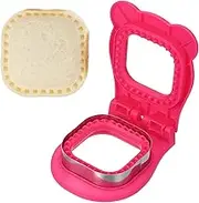 uxcell Crustless Sandwich Cutter, Square Shape Uncrustable Sandwich Maker Sealer Press Bread Cookie Cutter and Sealer for DIY Breakfast Lunch Afternoon Tea (Rose Red)