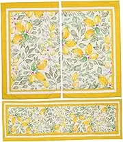 3Pcs Lemon Pattern Window Valance Short Kitchen Curtains for Home Decor Pongee for Privacy Protection Kitchen Lemon Prints