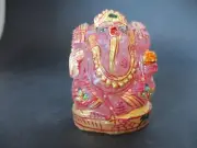 Rose Quartz 88g 4.8cm Ganesha Ganesh Elephant Crystal Carving Figurine GRQ002