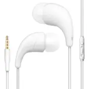White Color 3.5mm Earbuds with Microphone and Playback Control Stereo Headset