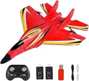 RC Aircraft Plane Toys Easy to Fly Gyro Stabilizer Light Foam -Remote Control Aircraft for Young Beginners Gift, Red Two Battery
