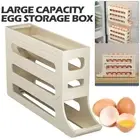 4-Tier Rolling Egg Storage Box Organizer - Fridge Food Storage Container for Ref