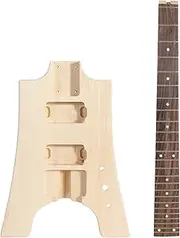 DIY Unfinished Electric Guitar Kit Guitar Barrel Blank Wooden Guitar Body Repla ent Parts Basswood Body M e Neck 2 Line Circles Log Color One Size