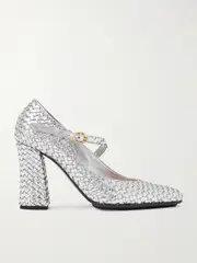 [Bottega Veneta] Bottega Veneta - Intrecciato Metallic Leather Pumps - Silver - IT41 IT 41 Silver