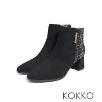 在飛比找momo購物網優惠-【KOKKO 集團】素面美型真皮低跟短靴(麂皮黑)