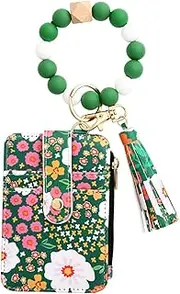[Generic] Tassel Keyrings Wallet,Beaded Small Keyring Bag Holder - Bohemian Style PU Leather Keychains Wallet for Women, Girls, Adults