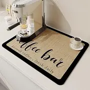 OBLEGY Coffee Mat, Coffee Bar Accessories for Coffee Maker Coffee Pot Espresso Machine, Hide Stain Rubber Backed Absorbent Dish Drying Mats for Kitchen Counter Dish Rack 24" x 16",Black