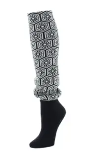 Brand New Natori Mikado Black & White Wool Blend Knee Length Bootie Toppers