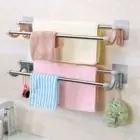 Stainless Steel Double Rod Towel Bar Punch-free Towel Storage Shelf Toilet